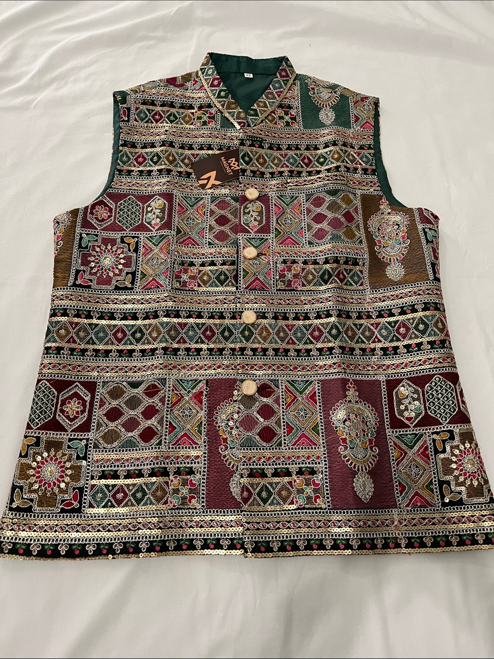 Men Embroidered Multi-Color Nehru Jacket Indian